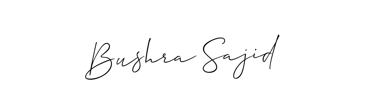 It looks lik you need a new signature style for name Bushra Sajid. Design unique handwritten (Allison_Script) signature with our free signature maker in just a few clicks. Bushra Sajid signature style 2 images and pictures png