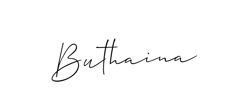 Also we have Buthaina name is the best signature style. Create professional handwritten signature collection using Allison_Script autograph style. Buthaina signature style 2 images and pictures png