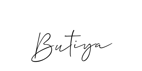 Use a signature maker to create a handwritten signature online. With this signature software, you can design (Allison_Script) your own signature for name Butiya. Butiya signature style 2 images and pictures png