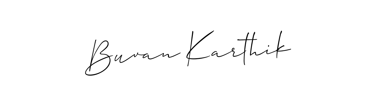 Create a beautiful signature design for name Buvan Karthik. With this signature (Allison_Script) fonts, you can make a handwritten signature for free. Buvan Karthik signature style 2 images and pictures png
