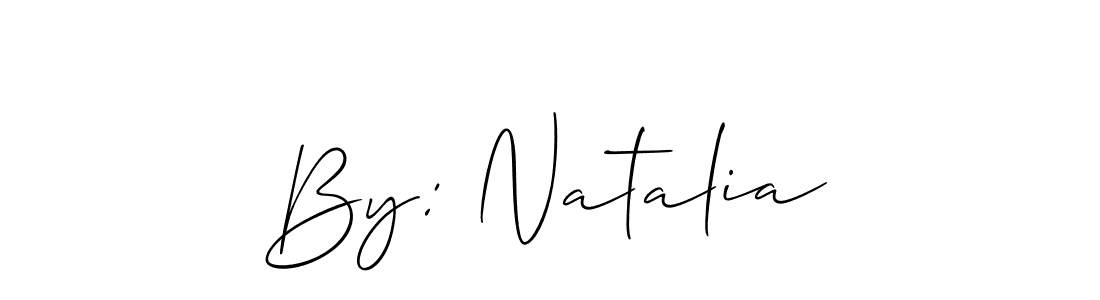 The best way (Allison_Script) to make a short signature is to pick only two or three words in your name. The name By: Natalia include a total of six letters. For converting this name. By: Natalia signature style 2 images and pictures png