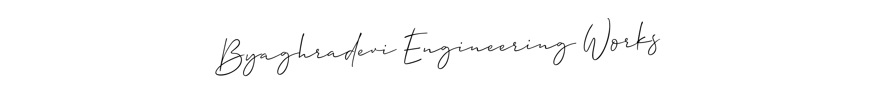 The best way (Allison_Script) to make a short signature is to pick only two or three words in your name. The name Byaghradevi Engineering Works include a total of six letters. For converting this name. Byaghradevi Engineering Works signature style 2 images and pictures png