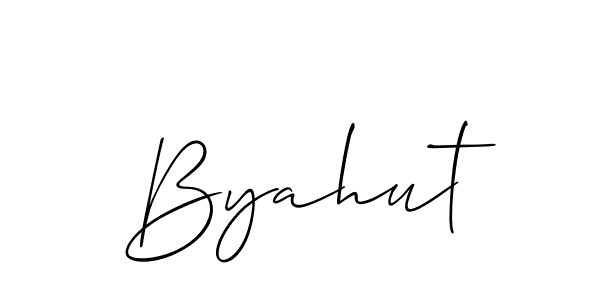 Use a signature maker to create a handwritten signature online. With this signature software, you can design (Allison_Script) your own signature for name Byahut. Byahut signature style 2 images and pictures png