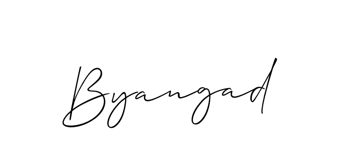 Design your own signature with our free online signature maker. With this signature software, you can create a handwritten (Allison_Script) signature for name Byangad. Byangad signature style 2 images and pictures png