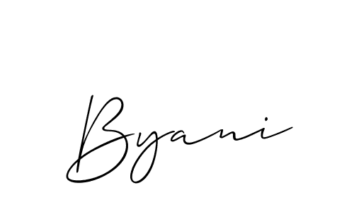 Make a beautiful signature design for name Byani. With this signature (Allison_Script) style, you can create a handwritten signature for free. Byani signature style 2 images and pictures png