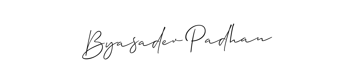 if you are searching for the best signature style for your name Byasadev Padhan. so please give up your signature search. here we have designed multiple signature styles  using Allison_Script. Byasadev Padhan signature style 2 images and pictures png