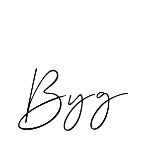 Design your own signature with our free online signature maker. With this signature software, you can create a handwritten (Allison_Script) signature for name Byg. Byg signature style 2 images and pictures png