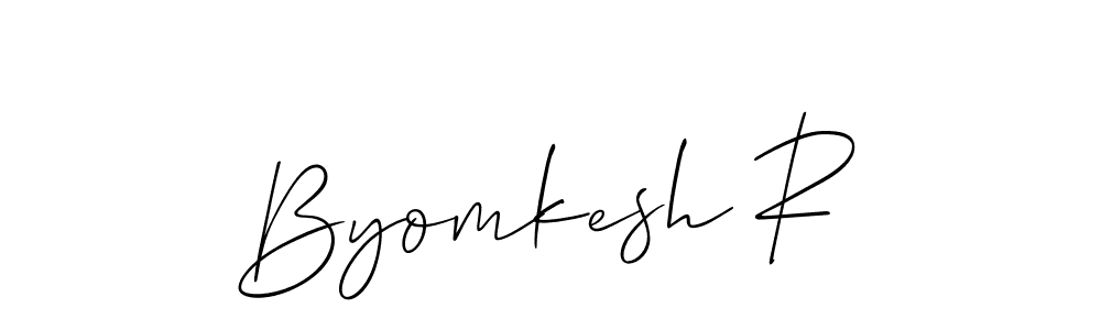 The best way (Allison_Script) to make a short signature is to pick only two or three words in your name. The name Byomkesh R include a total of six letters. For converting this name. Byomkesh R signature style 2 images and pictures png