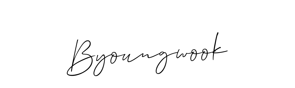 It looks lik you need a new signature style for name Byoungwook. Design unique handwritten (Allison_Script) signature with our free signature maker in just a few clicks. Byoungwook signature style 2 images and pictures png