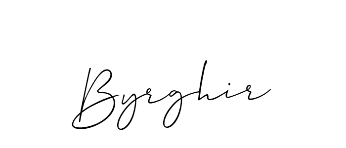 Make a beautiful signature design for name Byrghir. With this signature (Allison_Script) style, you can create a handwritten signature for free. Byrghir signature style 2 images and pictures png