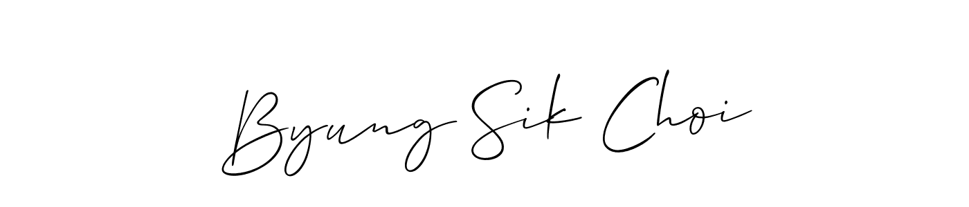 It looks lik you need a new signature style for name Byung Sik Choi. Design unique handwritten (Allison_Script) signature with our free signature maker in just a few clicks. Byung Sik Choi signature style 2 images and pictures png