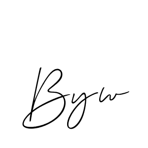 Design your own signature with our free online signature maker. With this signature software, you can create a handwritten (Allison_Script) signature for name Byw. Byw signature style 2 images and pictures png