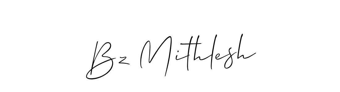 Allison_Script is a professional signature style that is perfect for those who want to add a touch of class to their signature. It is also a great choice for those who want to make their signature more unique. Get Bz Mithlesh name to fancy signature for free. Bz Mithlesh signature style 2 images and pictures png