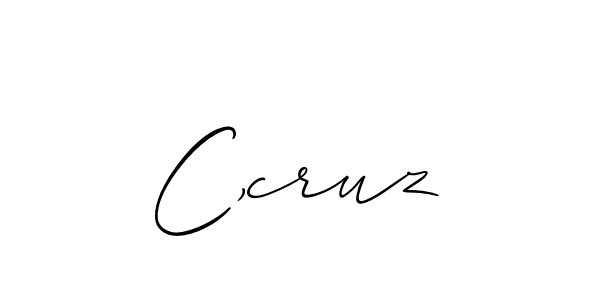 The best way (Allison_Script) to make a short signature is to pick only two or three words in your name. The name C,cruz include a total of six letters. For converting this name. C,cruz signature style 2 images and pictures png