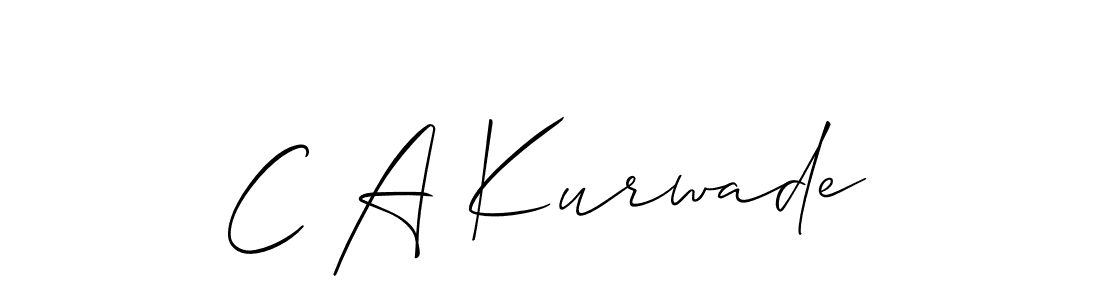 The best way (Allison_Script) to make a short signature is to pick only two or three words in your name. The name C A Kurwade include a total of six letters. For converting this name. C A Kurwade signature style 2 images and pictures png