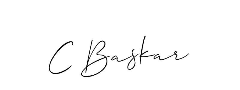 Use a signature maker to create a handwritten signature online. With this signature software, you can design (Allison_Script) your own signature for name C Baskar. C Baskar signature style 2 images and pictures png