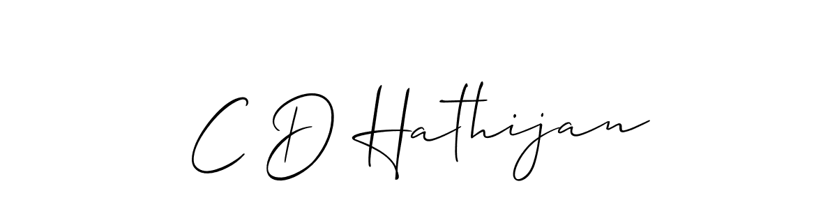 How to make C D Hathijan name signature. Use Allison_Script style for creating short signs online. This is the latest handwritten sign. C D Hathijan signature style 2 images and pictures png