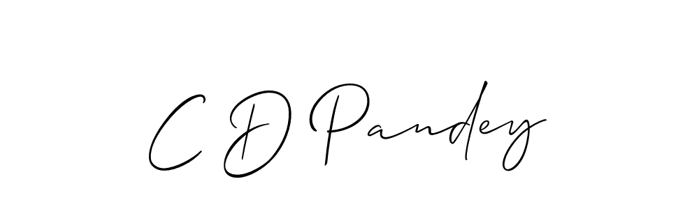 The best way (Allison_Script) to make a short signature is to pick only two or three words in your name. The name C D Pandey include a total of six letters. For converting this name. C D Pandey signature style 2 images and pictures png