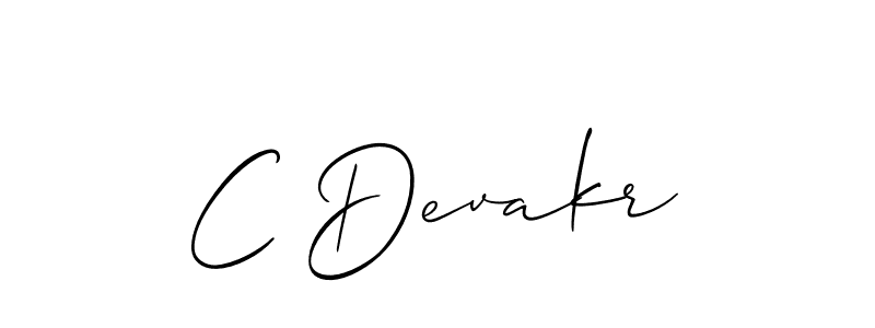 Use a signature maker to create a handwritten signature online. With this signature software, you can design (Allison_Script) your own signature for name C Devakr. C Devakr signature style 2 images and pictures png