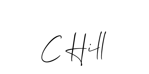 The best way (Allison_Script) to make a short signature is to pick only two or three words in your name. The name C Hill include a total of six letters. For converting this name. C Hill signature style 2 images and pictures png