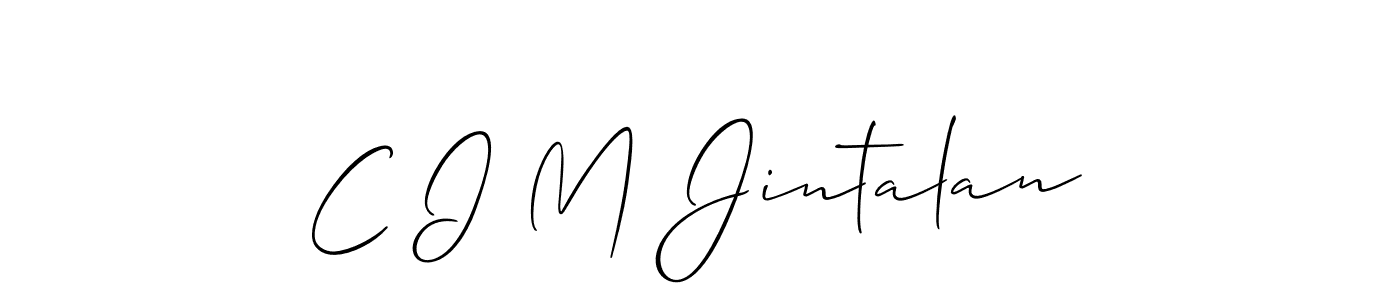 How to make C I M Jintalan name signature. Use Allison_Script style for creating short signs online. This is the latest handwritten sign. C I M Jintalan signature style 2 images and pictures png