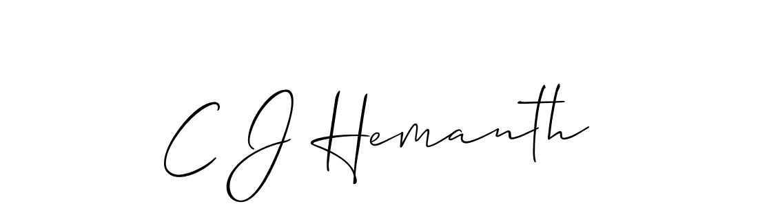 The best way (Allison_Script) to make a short signature is to pick only two or three words in your name. The name C J Hemanth include a total of six letters. For converting this name. C J Hemanth signature style 2 images and pictures png