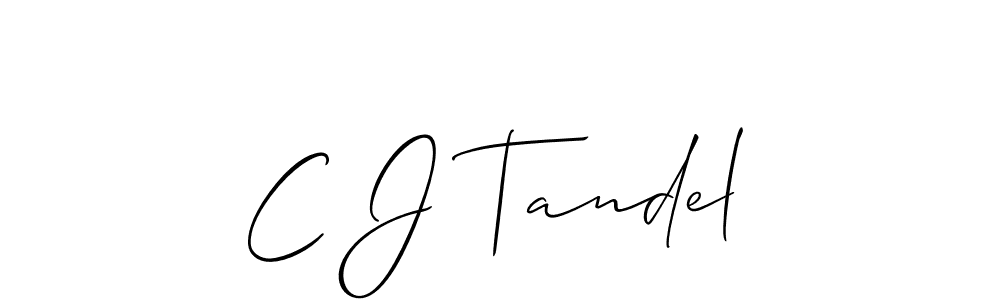The best way (Allison_Script) to make a short signature is to pick only two or three words in your name. The name C J Tandel include a total of six letters. For converting this name. C J Tandel signature style 2 images and pictures png