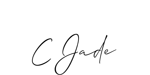 The best way (Allison_Script) to make a short signature is to pick only two or three words in your name. The name C Jade include a total of six letters. For converting this name. C Jade signature style 2 images and pictures png