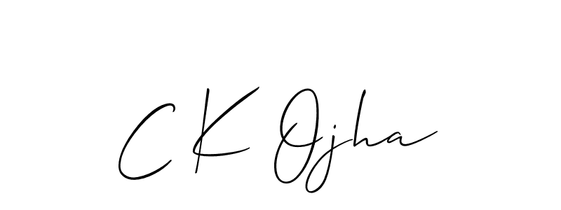 if you are searching for the best signature style for your name C K Ojha. so please give up your signature search. here we have designed multiple signature styles  using Allison_Script. C K Ojha signature style 2 images and pictures png