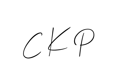 Allison_Script is a professional signature style that is perfect for those who want to add a touch of class to their signature. It is also a great choice for those who want to make their signature more unique. Get C K P name to fancy signature for free. C K P signature style 2 images and pictures png