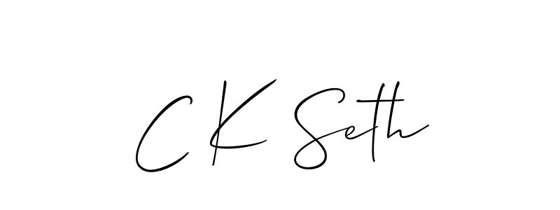 Use a signature maker to create a handwritten signature online. With this signature software, you can design (Allison_Script) your own signature for name C K Seth. C K Seth signature style 2 images and pictures png