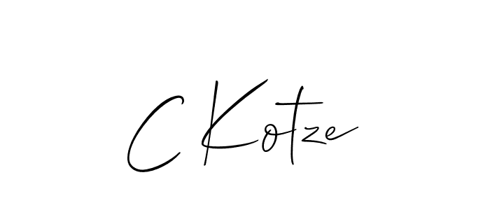 The best way (Allison_Script) to make a short signature is to pick only two or three words in your name. The name C Kotze include a total of six letters. For converting this name. C Kotze signature style 2 images and pictures png