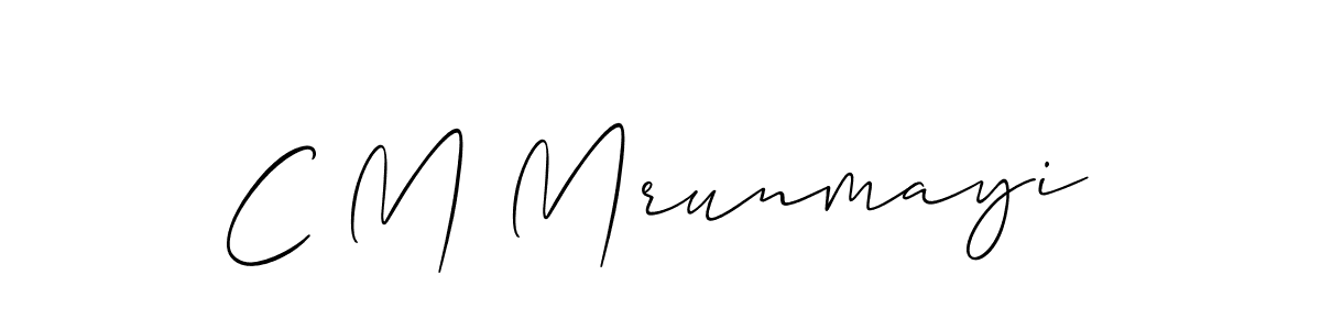 You should practise on your own different ways (Allison_Script) to write your name (C M Mrunmayi) in signature. don't let someone else do it for you. C M Mrunmayi signature style 2 images and pictures png