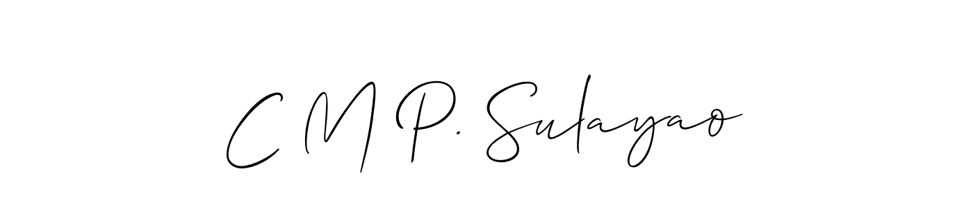 Make a short C M P. Sulayao signature style. Manage your documents anywhere anytime using Allison_Script. Create and add eSignatures, submit forms, share and send files easily. C M P. Sulayao signature style 2 images and pictures png