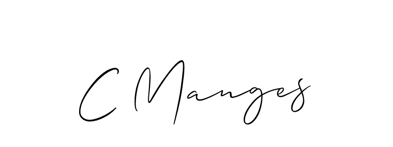 You should practise on your own different ways (Allison_Script) to write your name (C Manges) in signature. don't let someone else do it for you. C Manges signature style 2 images and pictures png