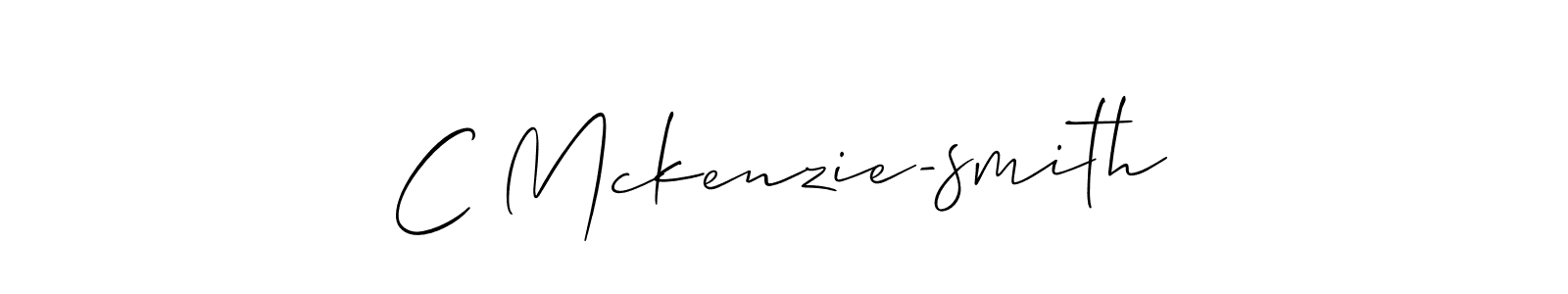 The best way (Allison_Script) to make a short signature is to pick only two or three words in your name. The name C Mckenzie-smith include a total of six letters. For converting this name. C Mckenzie-smith signature style 2 images and pictures png