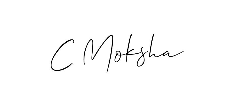 Use a signature maker to create a handwritten signature online. With this signature software, you can design (Allison_Script) your own signature for name C Moksha. C Moksha signature style 2 images and pictures png