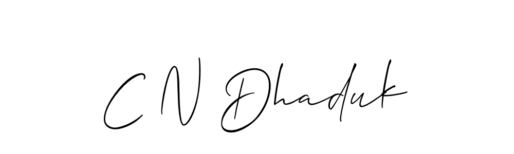 Also You can easily find your signature by using the search form. We will create C N Dhaduk name handwritten signature images for you free of cost using Allison_Script sign style. C N Dhaduk signature style 2 images and pictures png