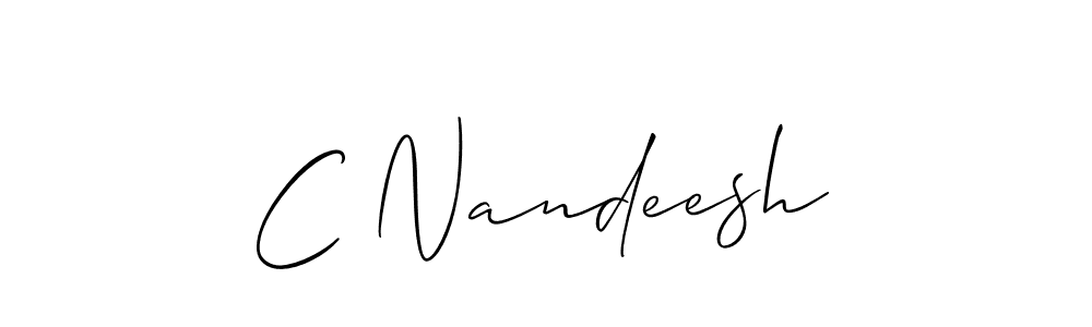 How to make C Nandeesh name signature. Use Allison_Script style for creating short signs online. This is the latest handwritten sign. C Nandeesh signature style 2 images and pictures png