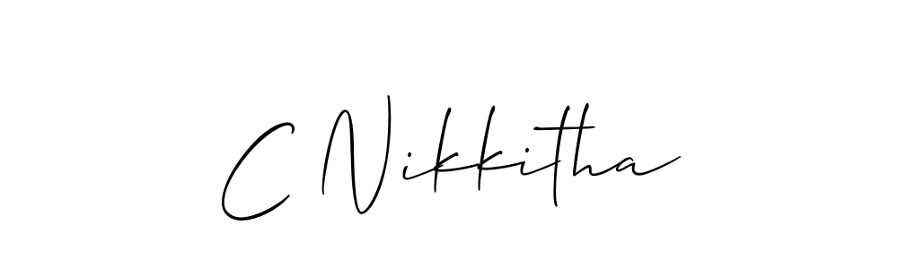 Similarly Allison_Script is the best handwritten signature design. Signature creator online .You can use it as an online autograph creator for name C Nikkitha. C Nikkitha signature style 2 images and pictures png