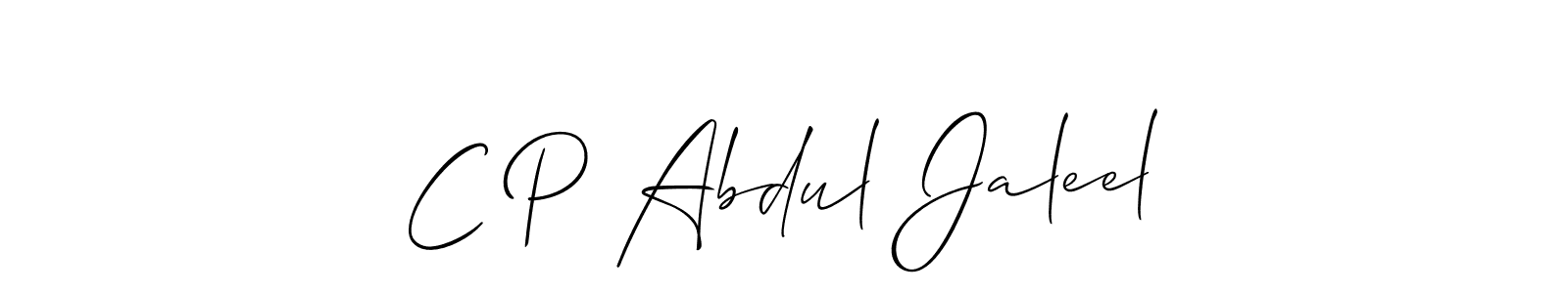 How to Draw C P Abdul Jaleel signature style? Allison_Script is a latest design signature styles for name C P Abdul Jaleel. C P Abdul Jaleel signature style 2 images and pictures png
