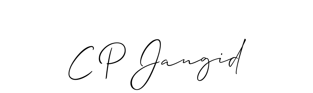 Allison_Script is a professional signature style that is perfect for those who want to add a touch of class to their signature. It is also a great choice for those who want to make their signature more unique. Get C P Jangid name to fancy signature for free. C P Jangid signature style 2 images and pictures png