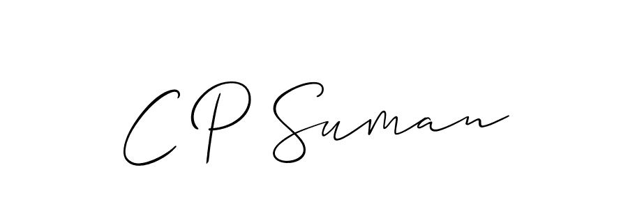 Make a beautiful signature design for name C P Suman. With this signature (Allison_Script) style, you can create a handwritten signature for free. C P Suman signature style 2 images and pictures png