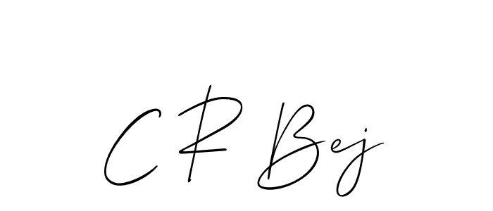 The best way (Allison_Script) to make a short signature is to pick only two or three words in your name. The name C R Bej include a total of six letters. For converting this name. C R Bej signature style 2 images and pictures png