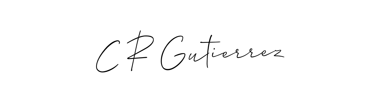 The best way (Allison_Script) to make a short signature is to pick only two or three words in your name. The name C R Gutierrez include a total of six letters. For converting this name. C R Gutierrez signature style 2 images and pictures png