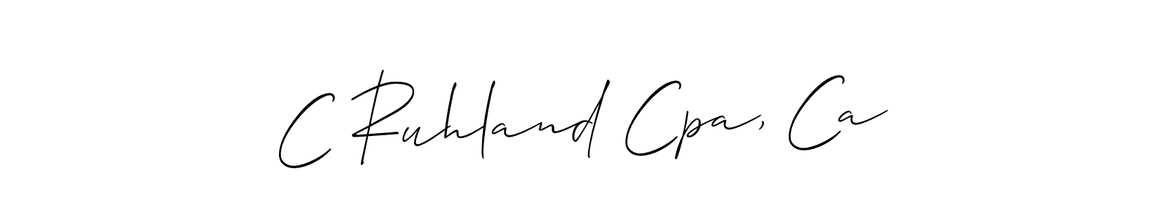 Allison_Script is a professional signature style that is perfect for those who want to add a touch of class to their signature. It is also a great choice for those who want to make their signature more unique. Get C Ruhland Cpa, Ca name to fancy signature for free. C Ruhland Cpa, Ca signature style 2 images and pictures png