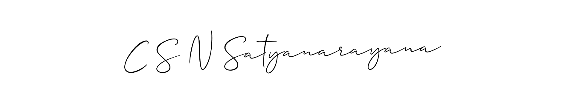 Make a short C S N Satyanarayana signature style. Manage your documents anywhere anytime using Allison_Script. Create and add eSignatures, submit forms, share and send files easily. C S N Satyanarayana signature style 2 images and pictures png