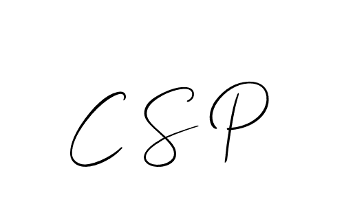 The best way (Allison_Script) to make a short signature is to pick only two or three words in your name. The name C S P include a total of six letters. For converting this name. C S P signature style 2 images and pictures png