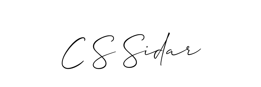 The best way (Allison_Script) to make a short signature is to pick only two or three words in your name. The name C S Sidar include a total of six letters. For converting this name. C S Sidar signature style 2 images and pictures png