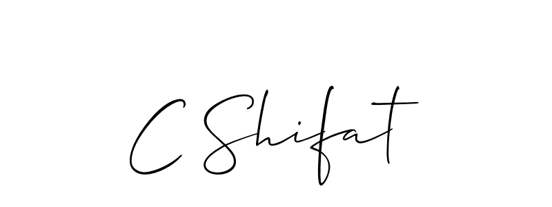 The best way (Allison_Script) to make a short signature is to pick only two or three words in your name. The name C Shifat include a total of six letters. For converting this name. C Shifat signature style 2 images and pictures png